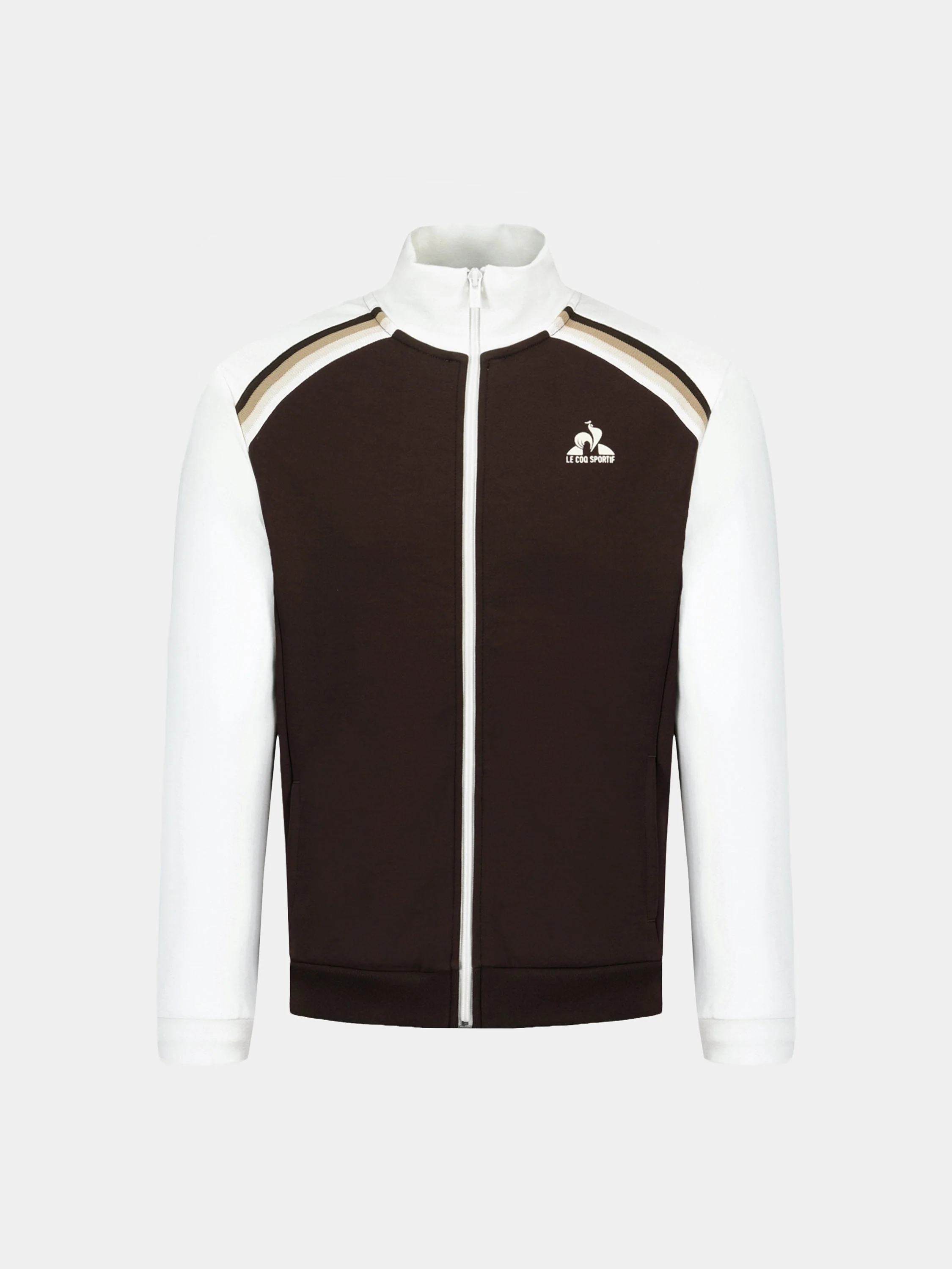 Veste zippée double face bicolore et bandes épaules tricotées