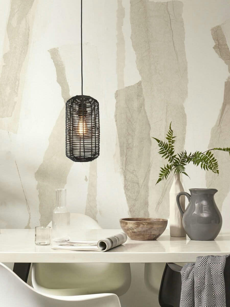 TANAMI - Suspension rotin  noir, h. 35cm
