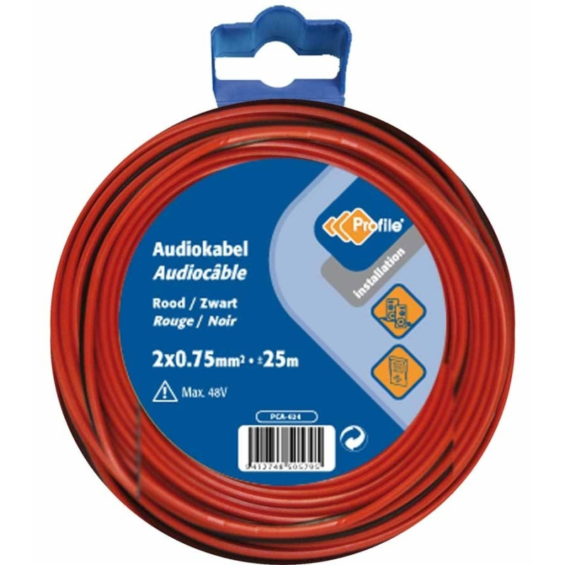 Câble audio rouge et noir 2 x 0,75 mm² 25 m PROFILE