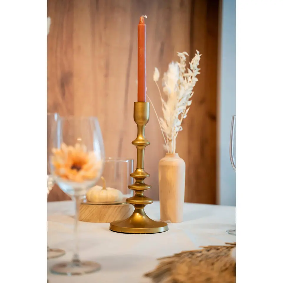 Atmosphera kaarsen kandelaar - dinerkaarsen - goud - H26 cm