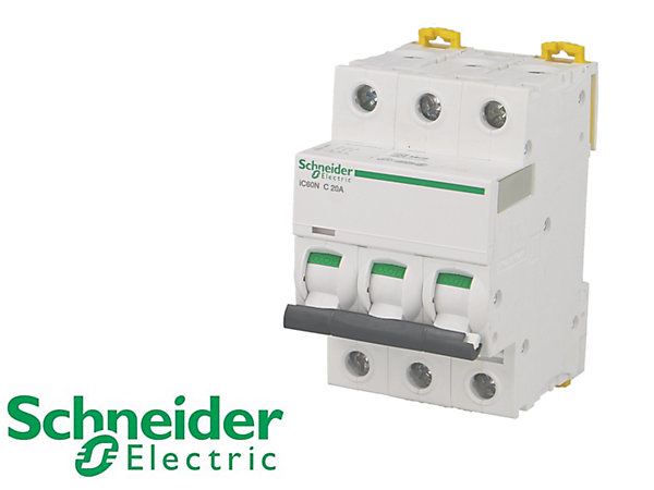 Disjoncteur modulaire tripolaire Schneider ic60n 6A courbe C