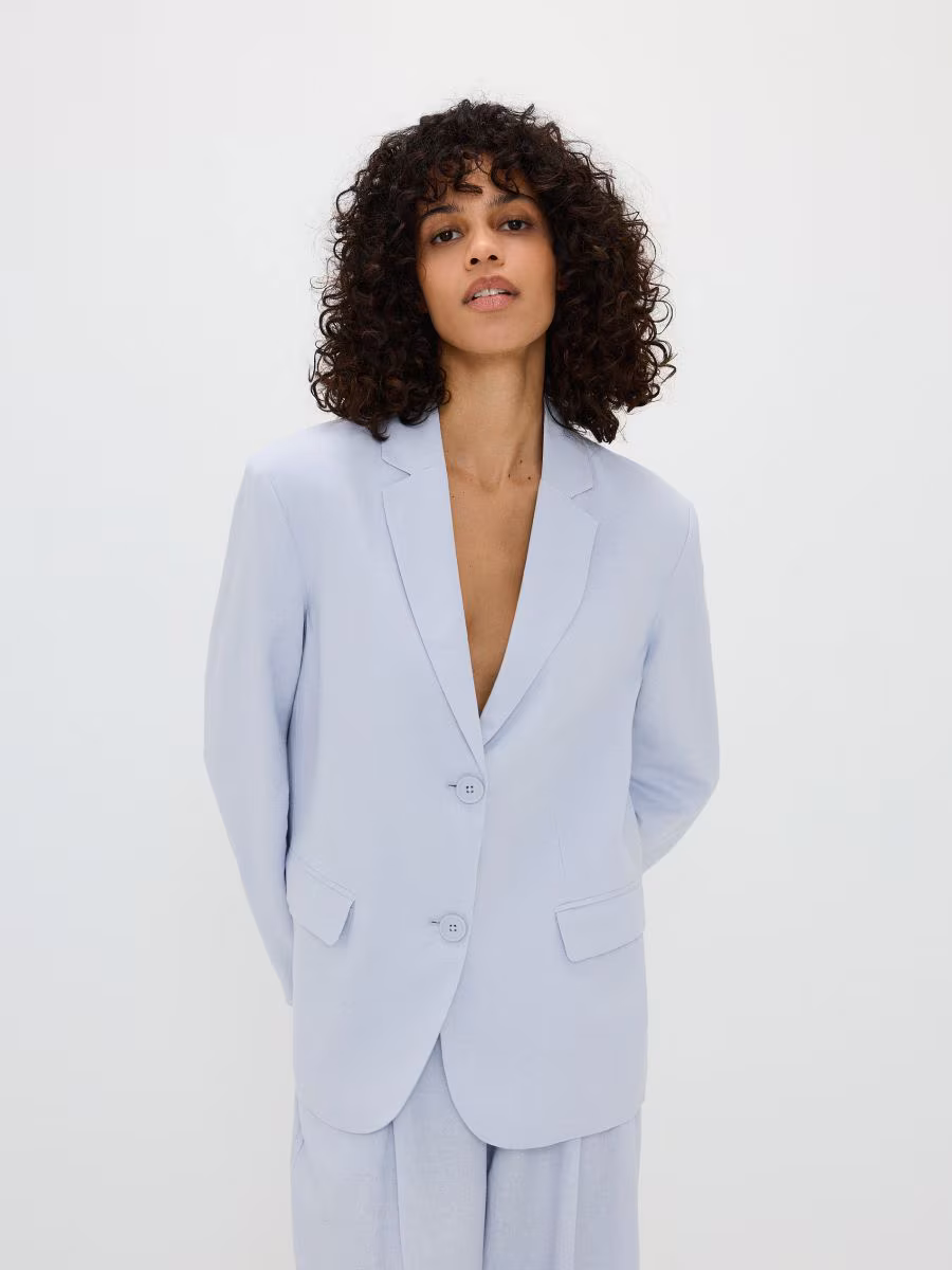 Linen Rich Blazer With Viscose Blend
