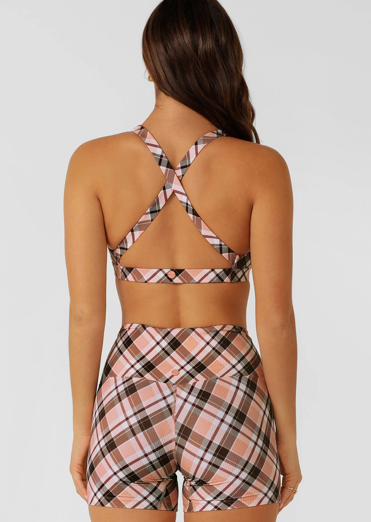 Sorbet Plaid Rib Sports Bra