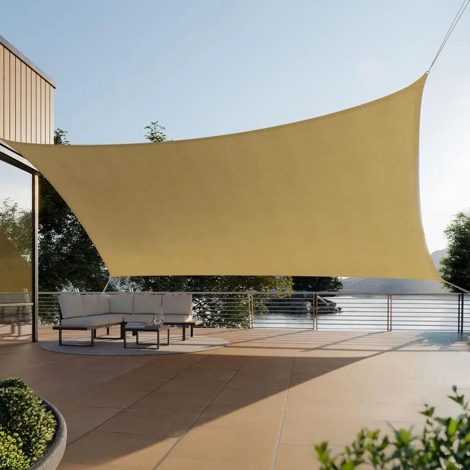 tectake Schaduwdoek Sunny, weerbestendig HDPE-materiaal met UV-bescherming