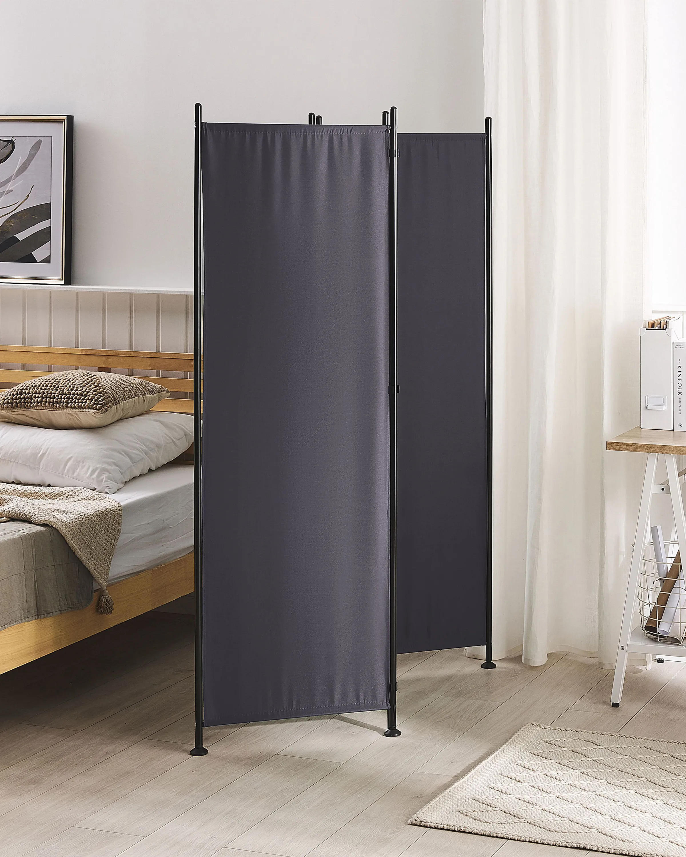 3 Panel Room Divider NARNI Grey 160 cm 170 cm