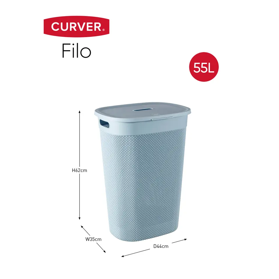 Curver Filo Wasmand met deksel 55L - 2 stuks - Blauw/Grijs
