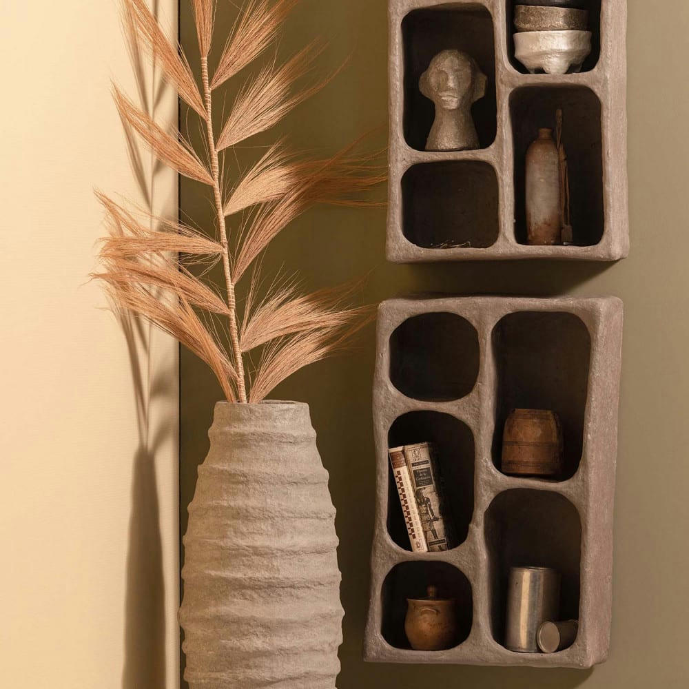 CLAY - Étagère murale en papier mâché 5 niches gris