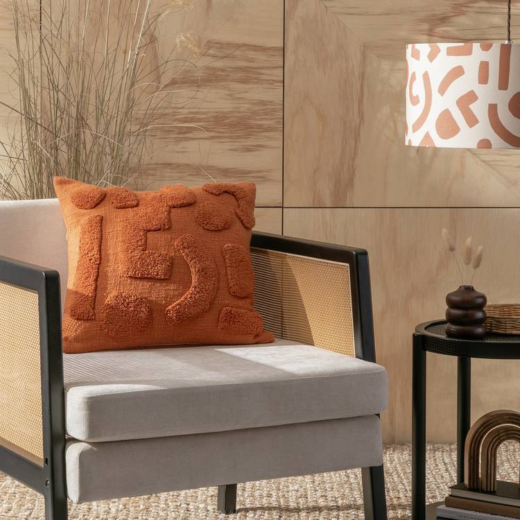 Habitat Abstract Tufted Cushion - Orange - 43x43cm