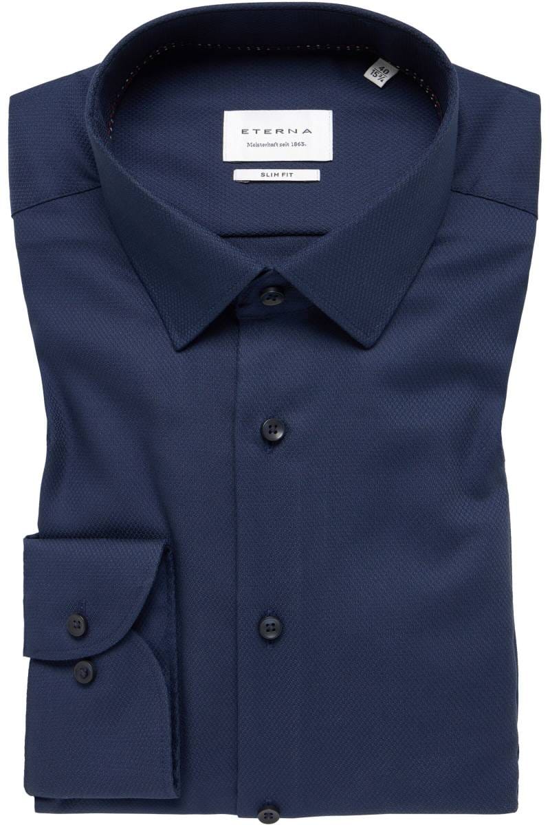 ETERNA Slim Fit Hemd marine, Strukturiert (extra langer Arm)