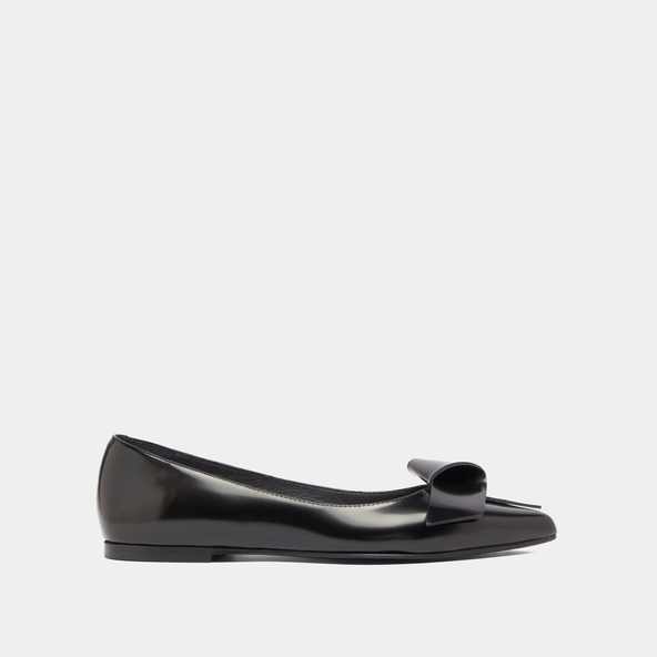 Ballerines à bouts pointusen cuir glacé noir | DEMO