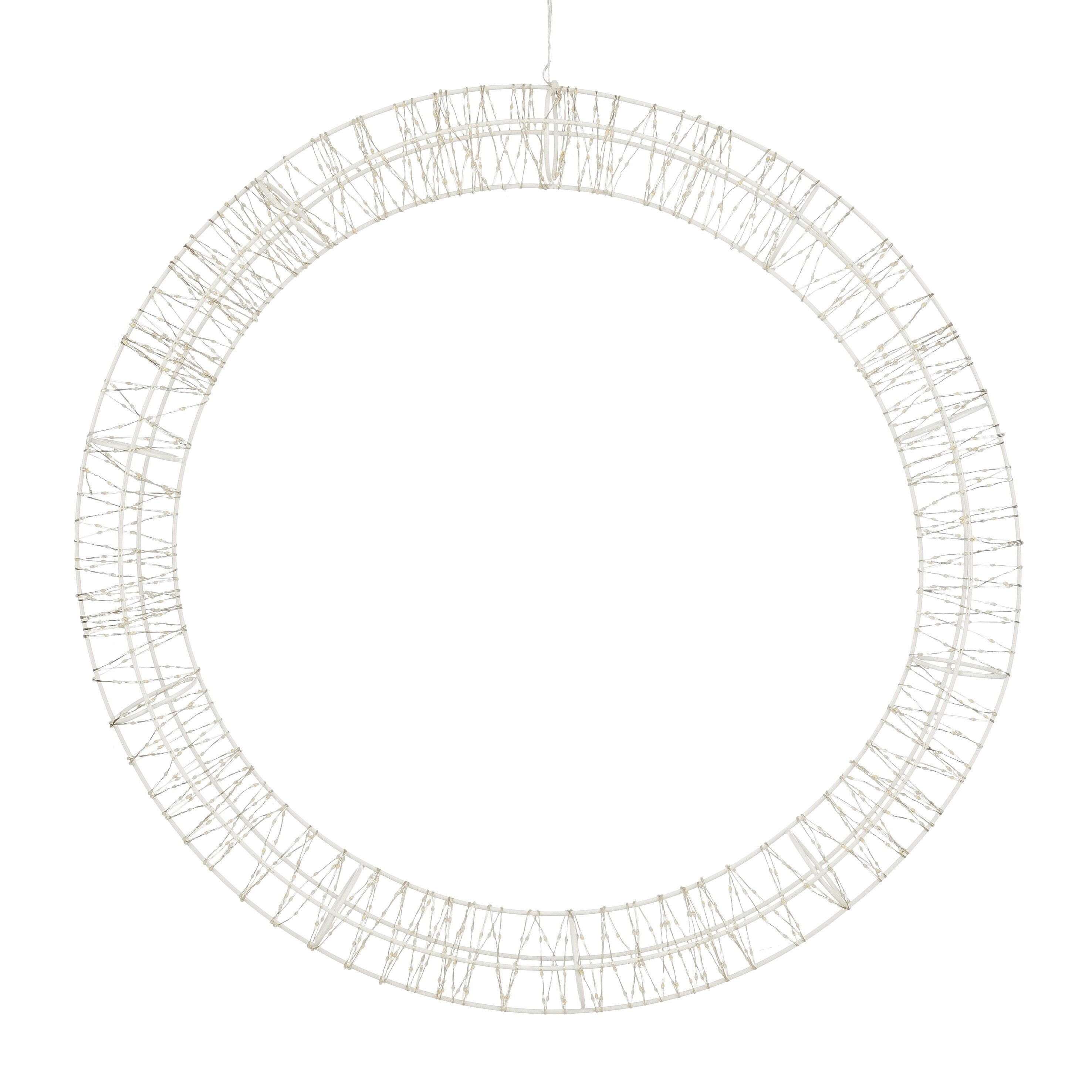 Luca Lighting Kerstverlichting Cirkel met Warm Witte LED Lampjes - Ø56 cm - Metaal - Wit