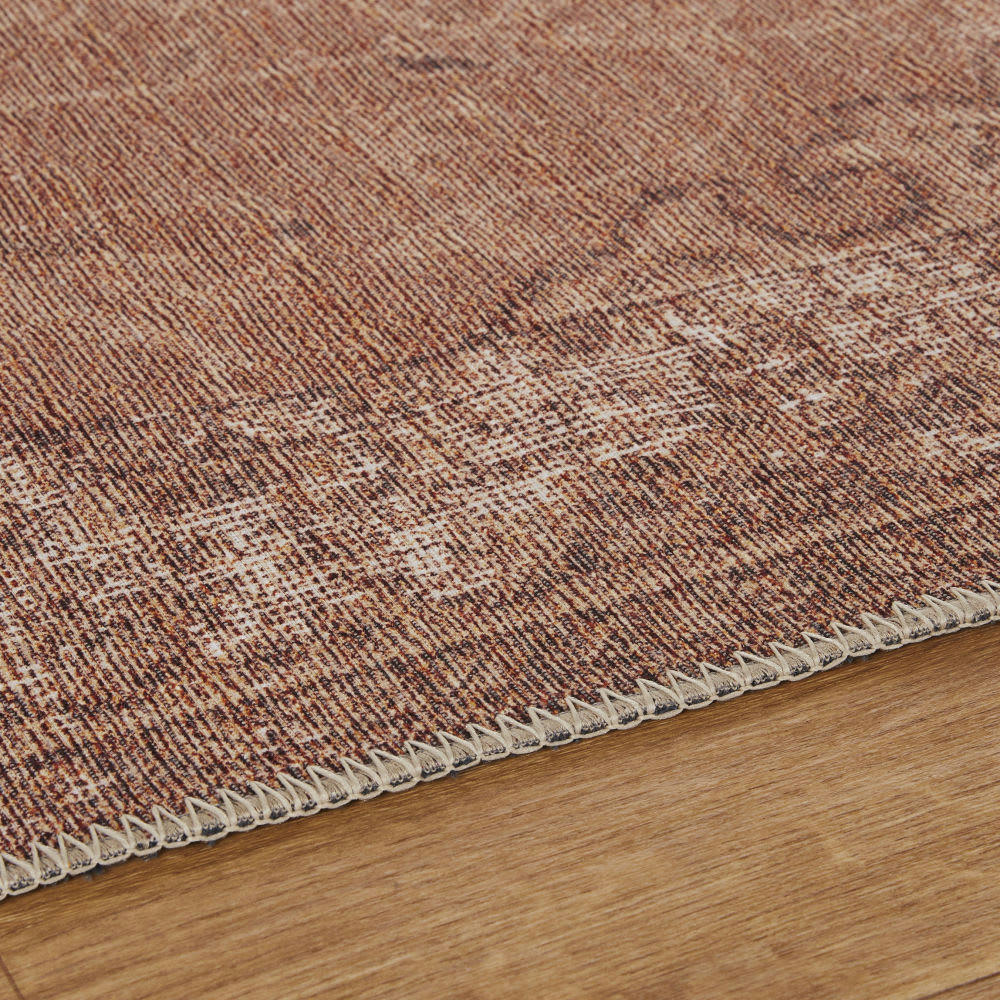 ANTARA - Tapis vintage tissé et imprimé rouge brique effet vieilli 190x290