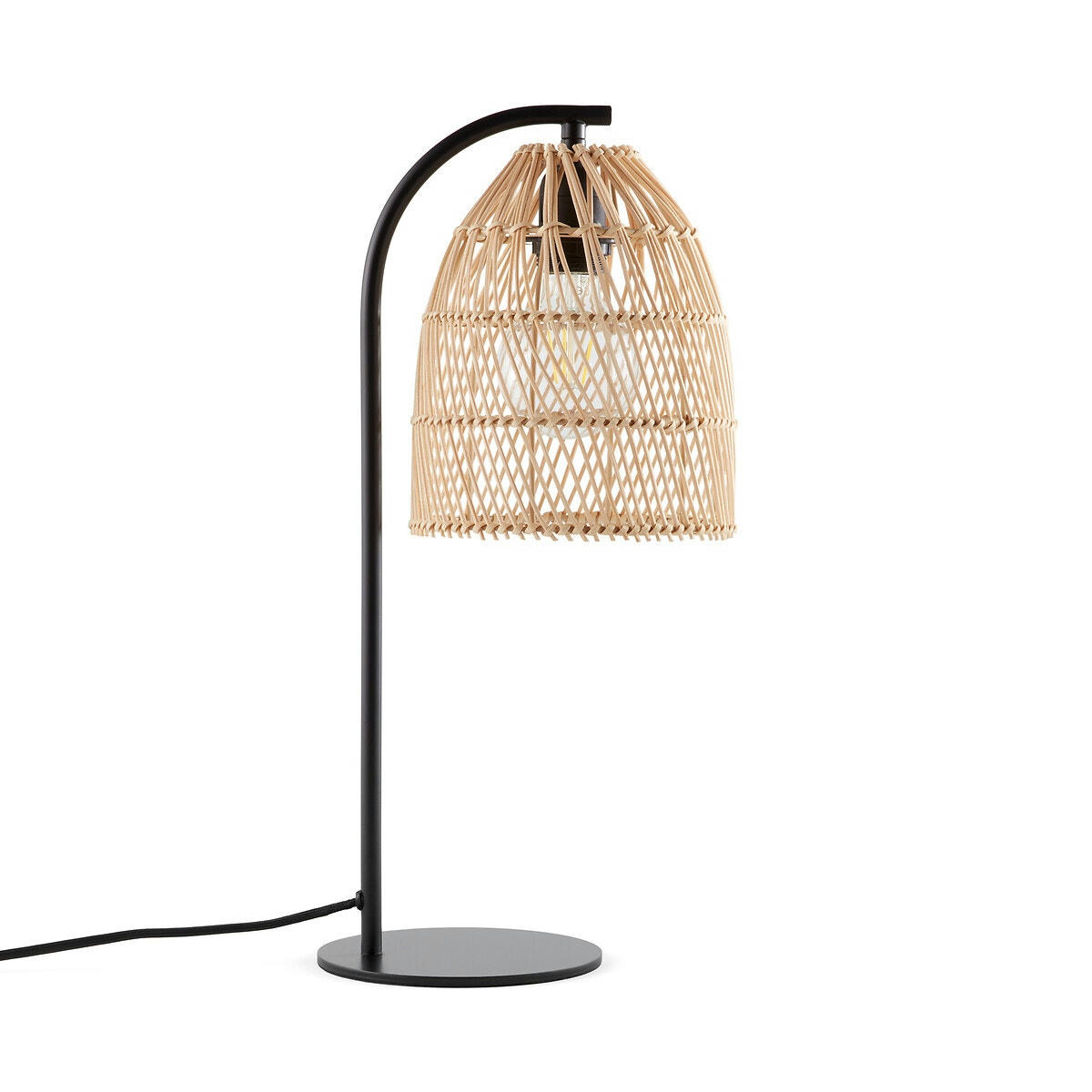 Lampe à poser métal fer et rotin, Dankia