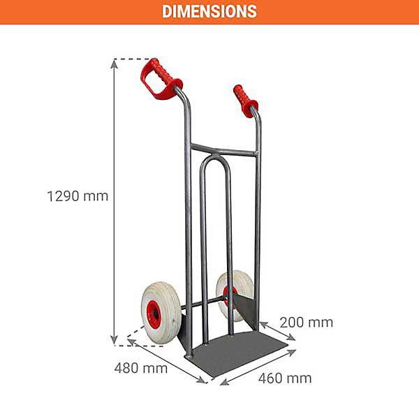 Diable acier charge 250kg - Roues increvables non tachantes silenc. - DVPO-RINC