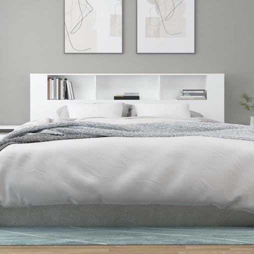 NNEVL Headboard Cabinet White 200x18.5x104.5 cm