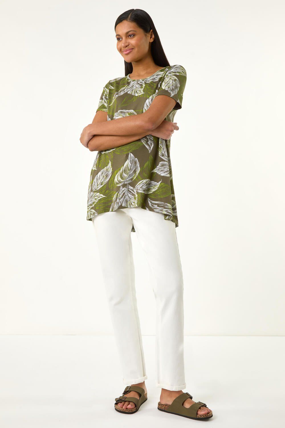 Roman Floral Spot Print Tunic Top