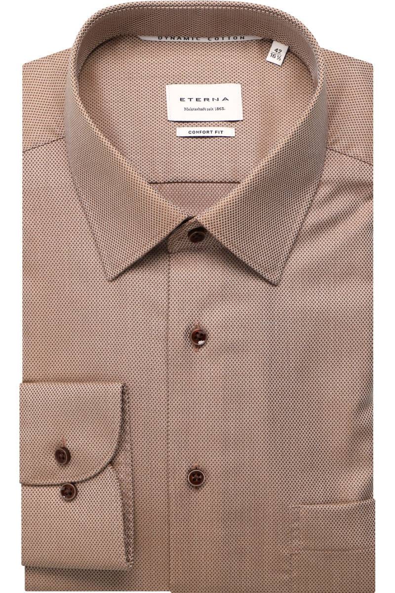 ETERNA Dynamic Cotton Comfort Fit Hemd beige-braun, Strukturiert