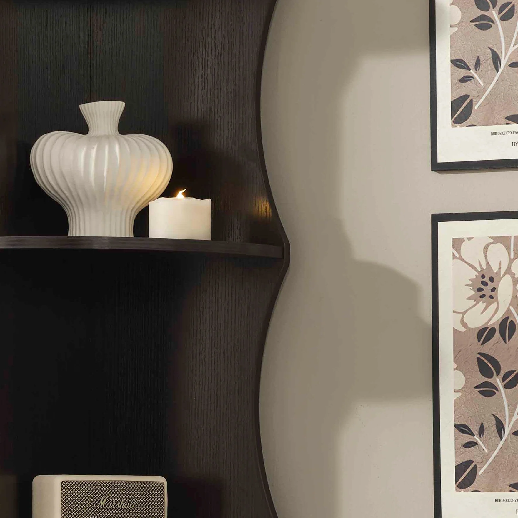 Five Shelf Corner Bookcase Rounded Shelf Fronts Quarter Circle Red Cocoa Color