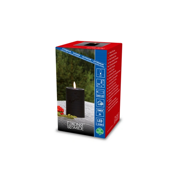 LED-Kerze, Timerfunktion, LxBxH: 7x7x10 cm, schwarz