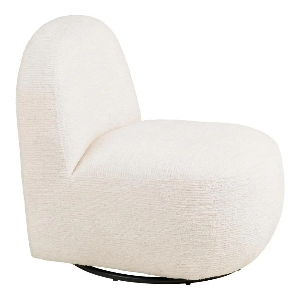 Hioshop Dina fauteuil met voetenbank- draaifunctie offwhite