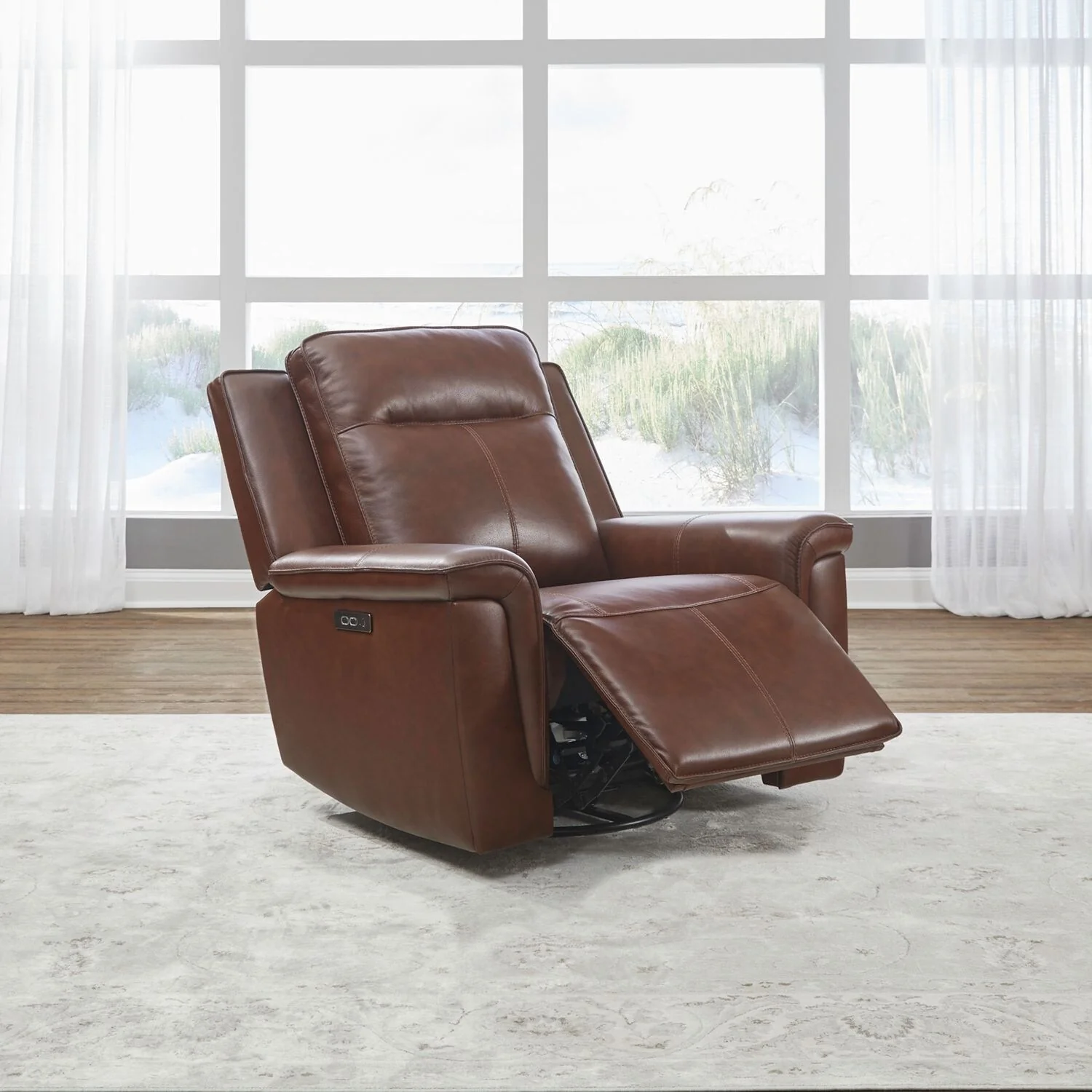 Liberty Furniture Avery Power Recliner for Living Room Cognac Leather