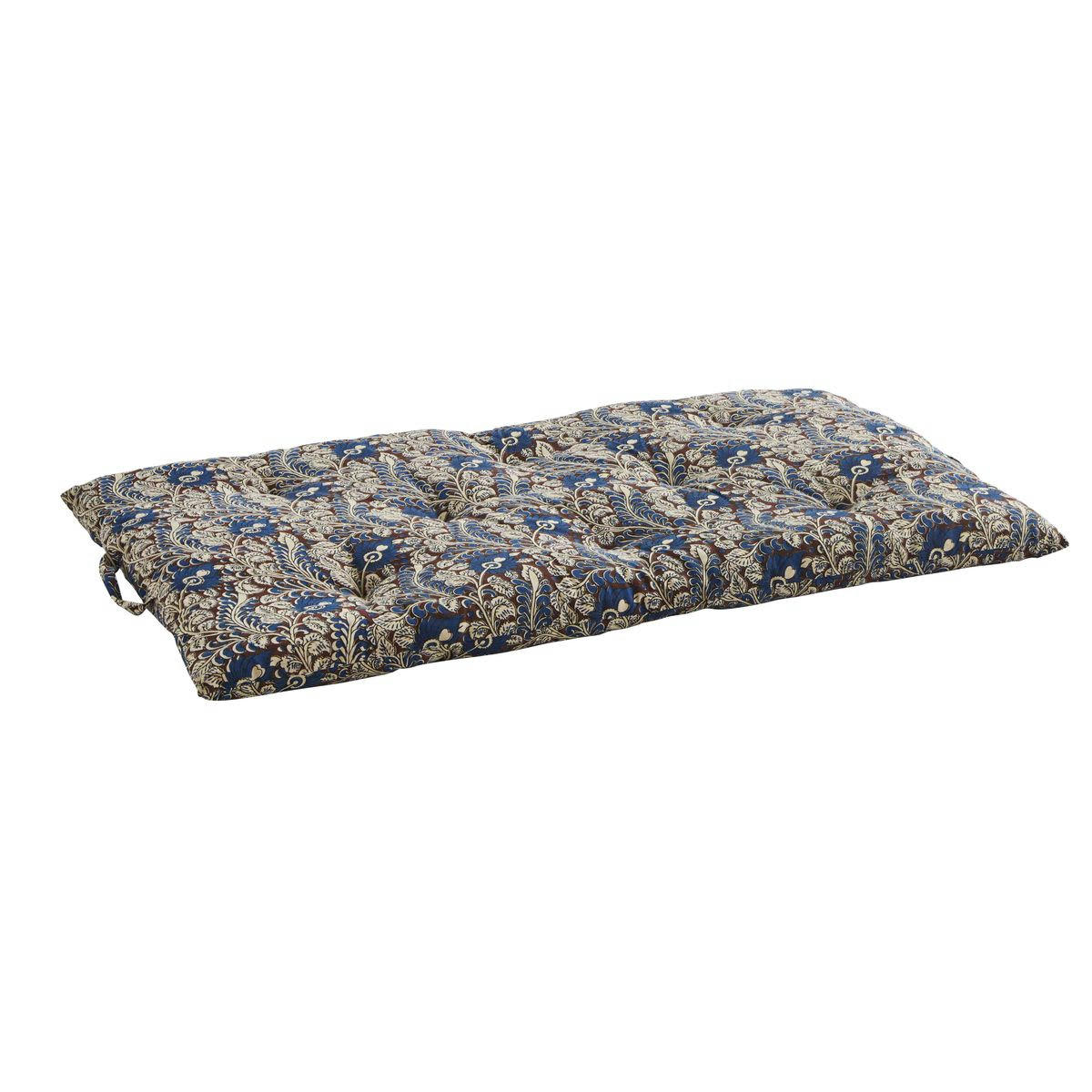 - Matelas de sol imprimé en coton indigo motifs floraux - 60 x 100 cm