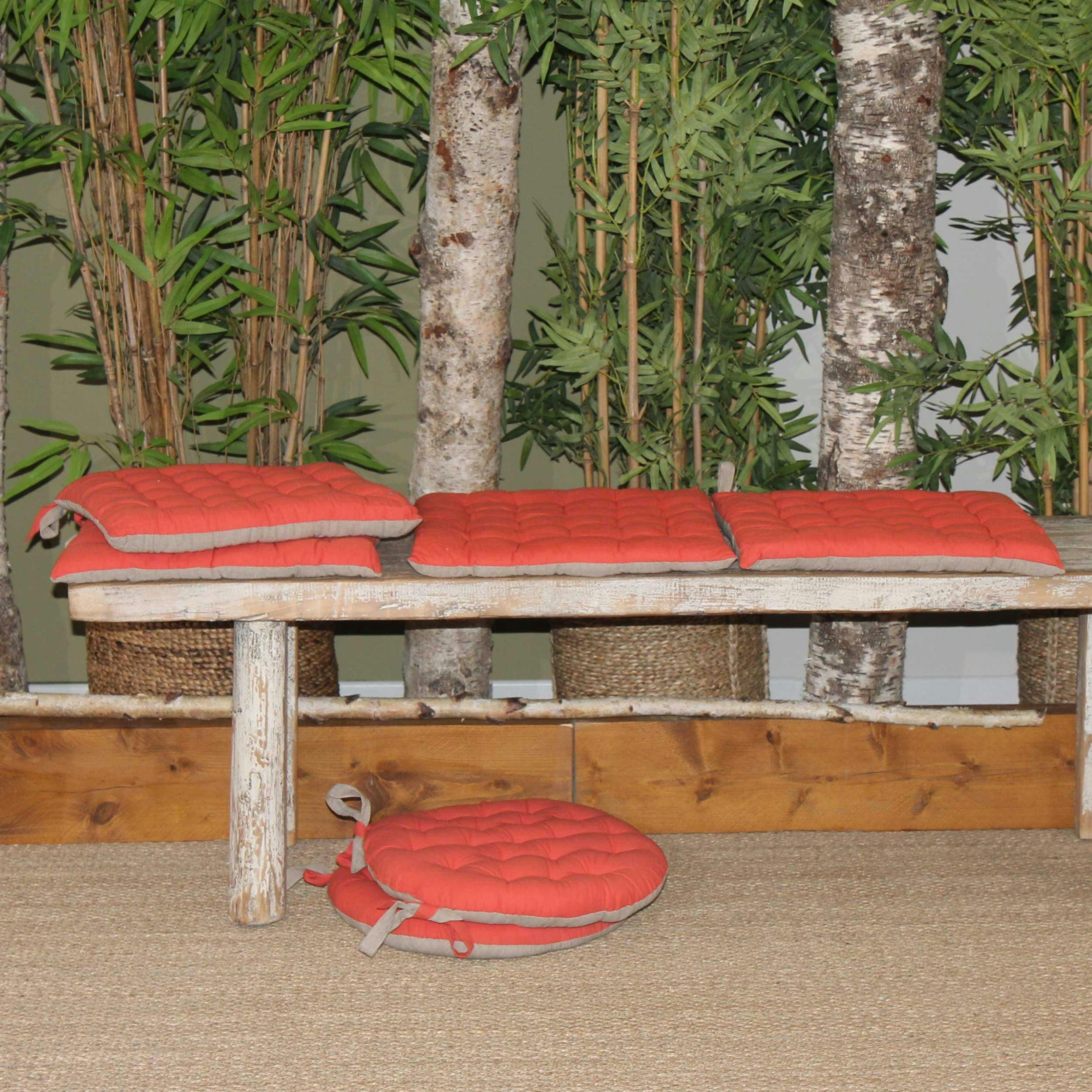 VALAYANS - Galette de chaise carré en coton orange 40x40