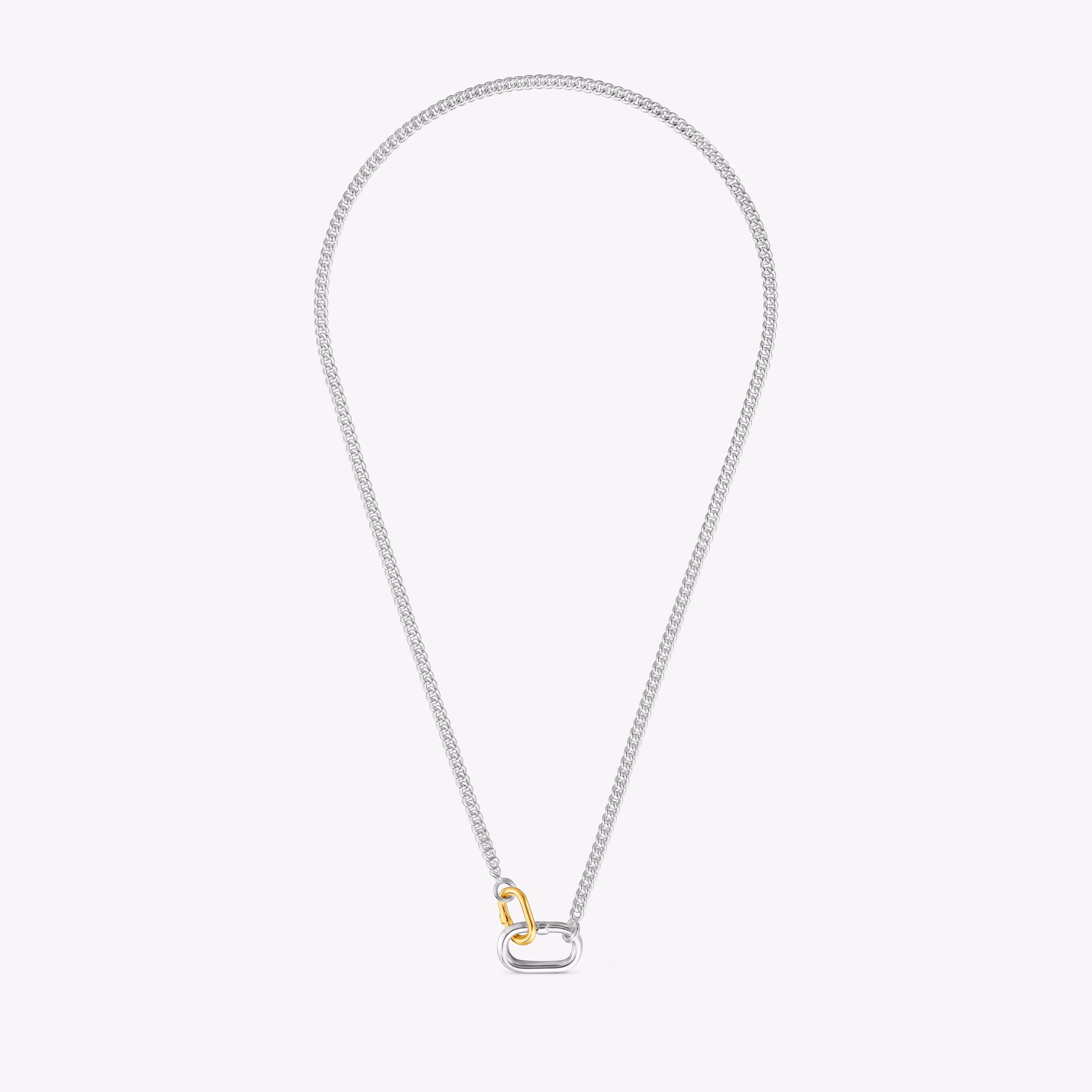 Collar corto de plata con anillas bicolor Hold Oval
