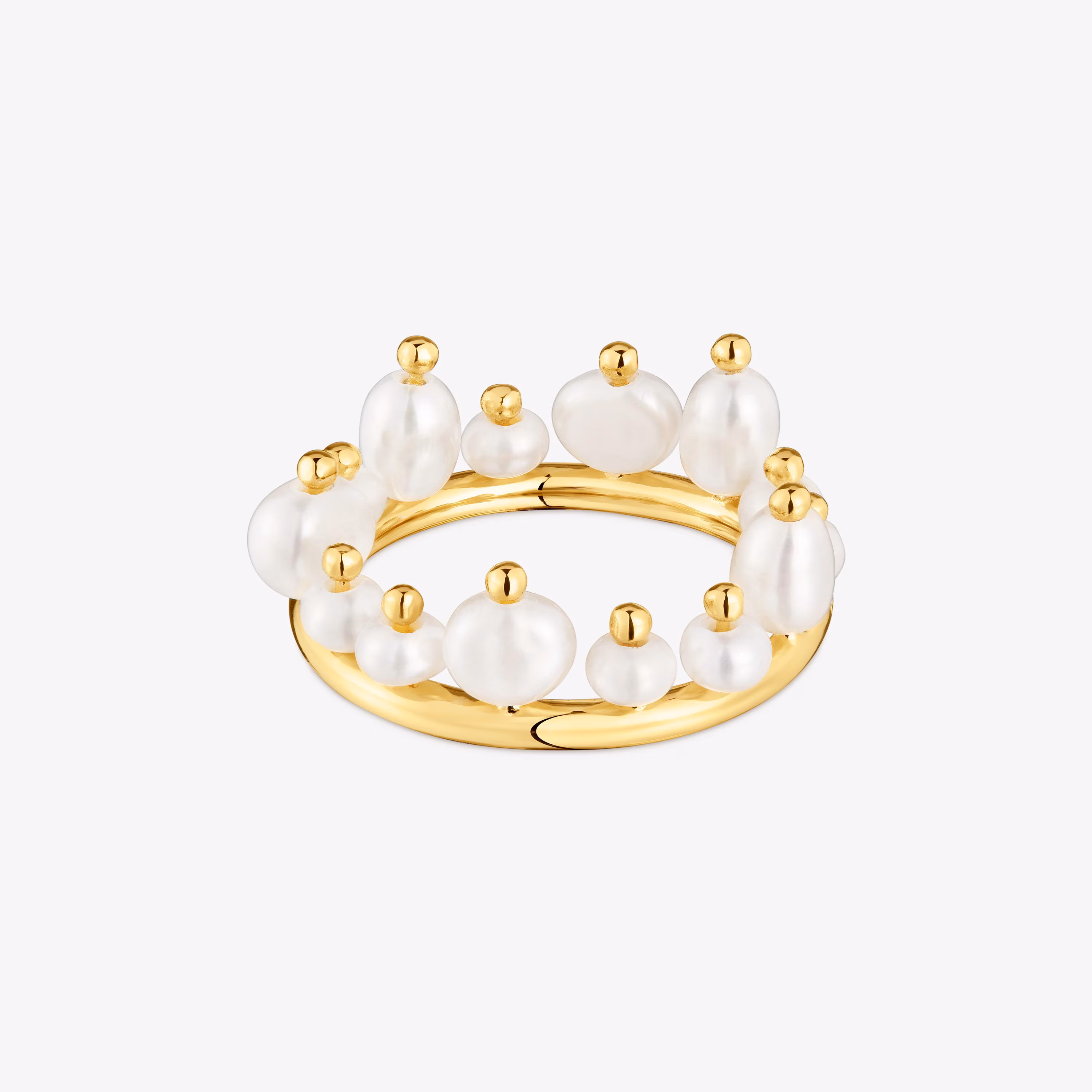 Anillo pequeño con baño de oro 18 kt sobre plata y perlas cultivadas Sugar Party