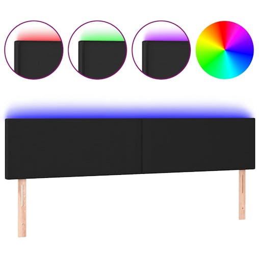 NNEVL LED Headboard Black 160x5x78/88 cm Faux Leather