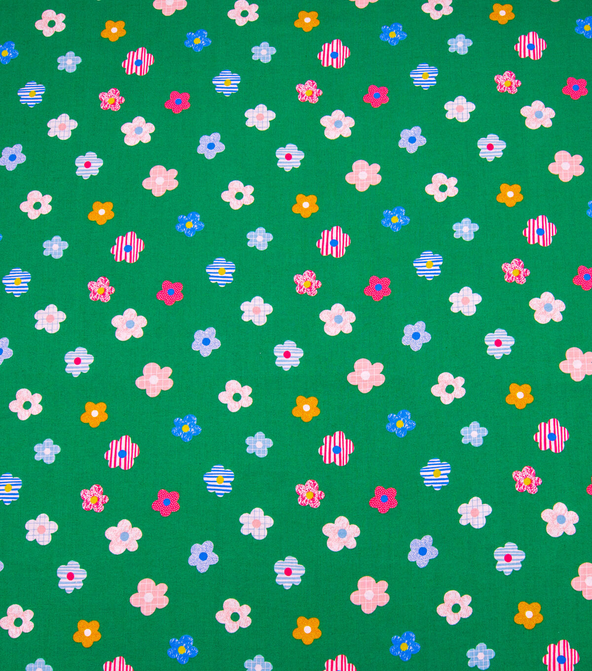 POP! Textured Flowers On Green Novelty Cotton Fabric