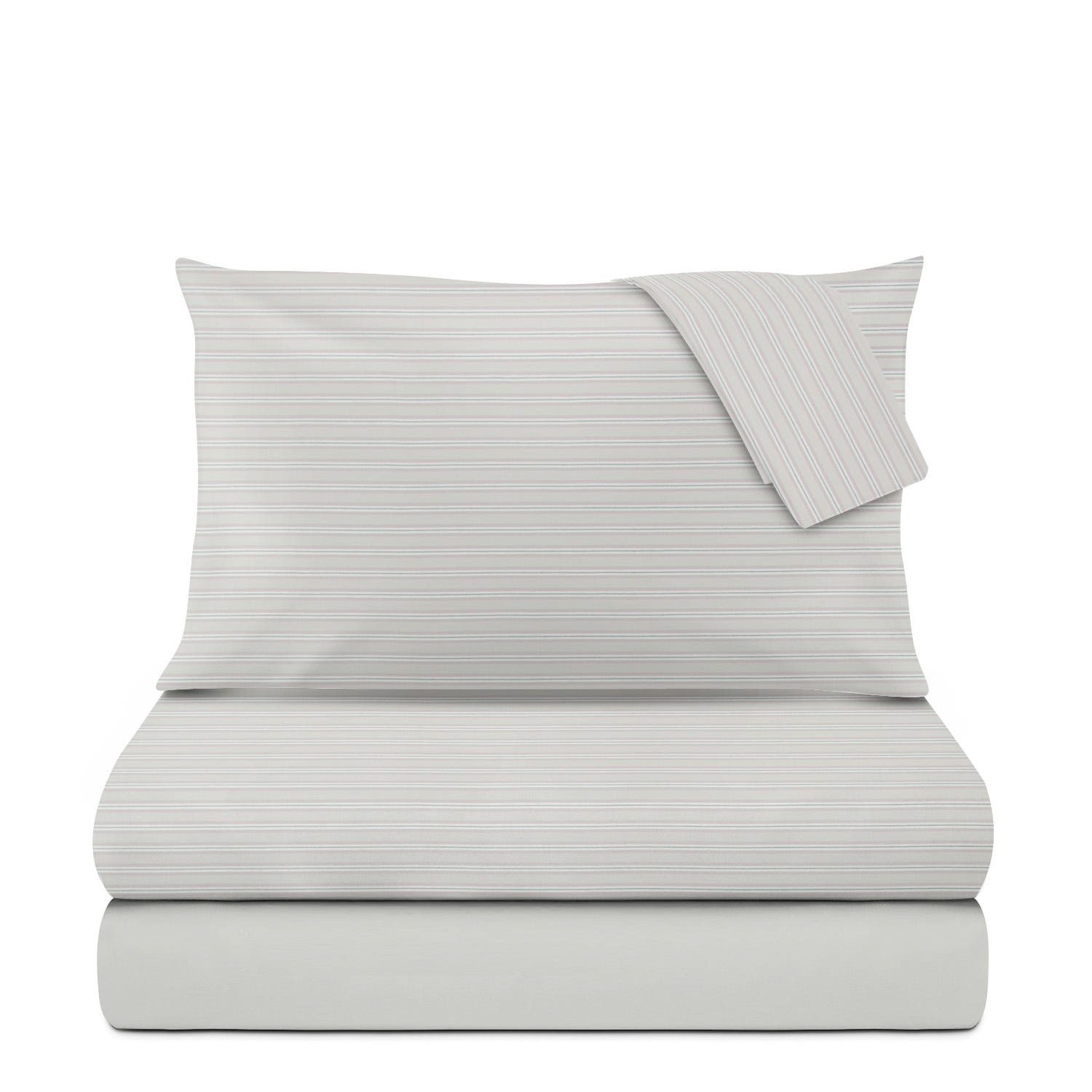 Completo letto matrimoniale cotone righe grigio
