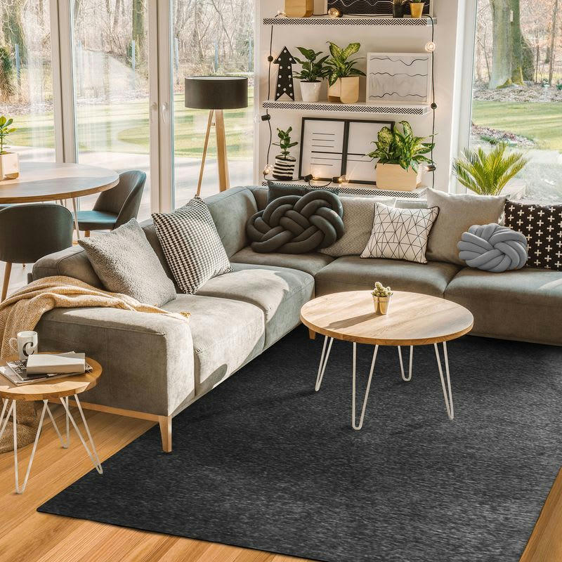 INTENSE - Tapis texturé vintage noir cendré 160x230