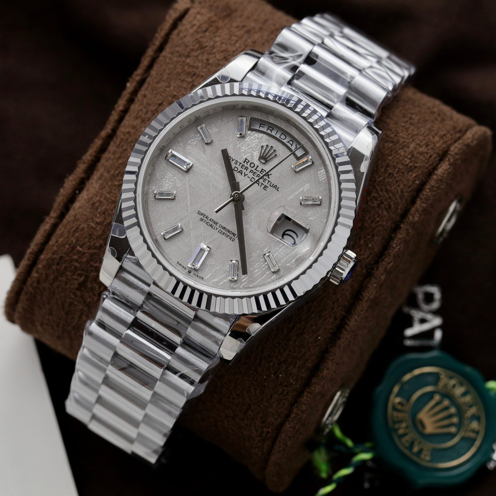 Rolex Day-Date 904L Steel Meteorite Dial With Diamonds 40mm Super Clone