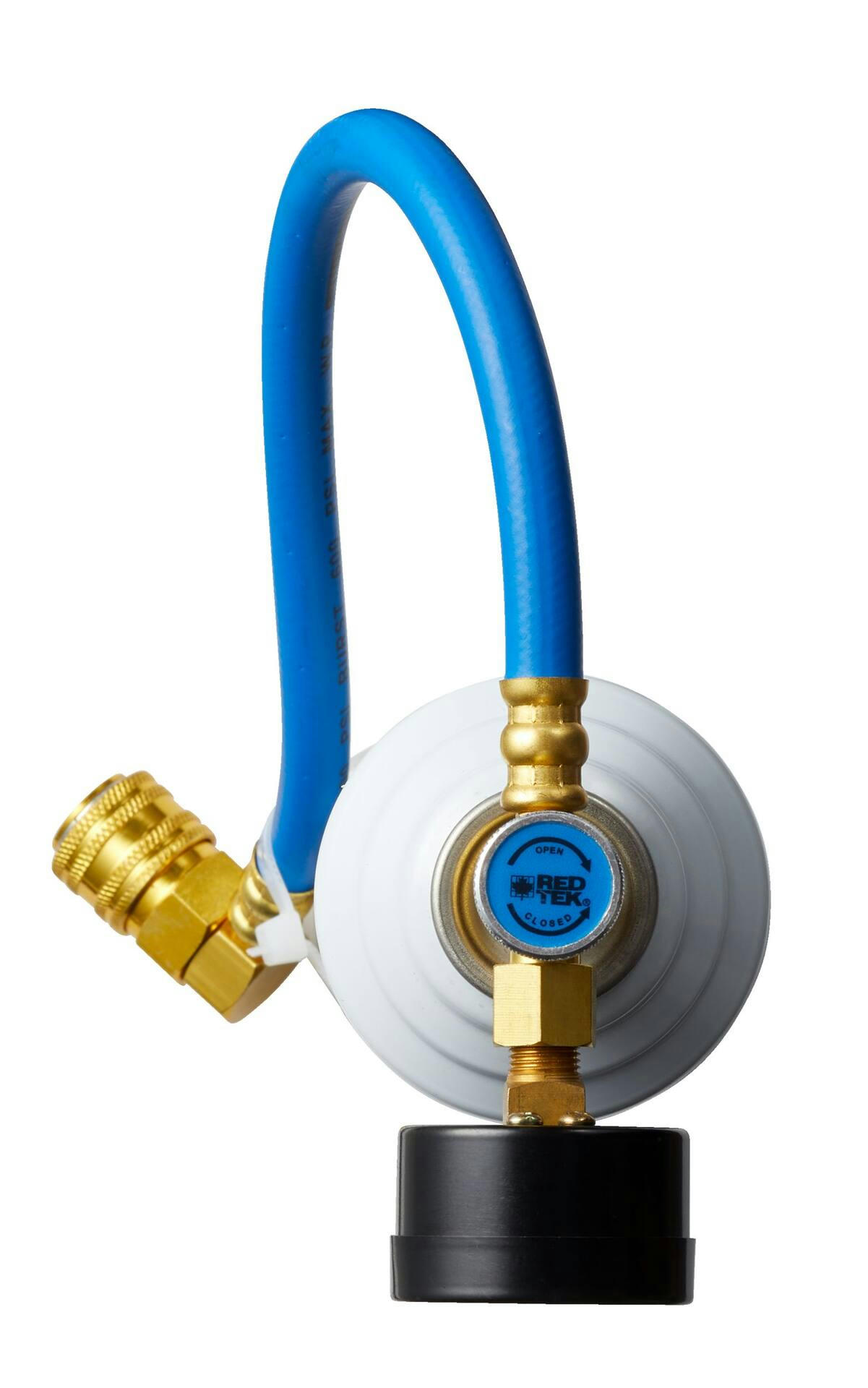 RED TEK R12a A/C Natural Refrigerant Supercharger Cooling Recharge Kit with Gauge, Installation Hose & Low Side Coupler, 9-oz