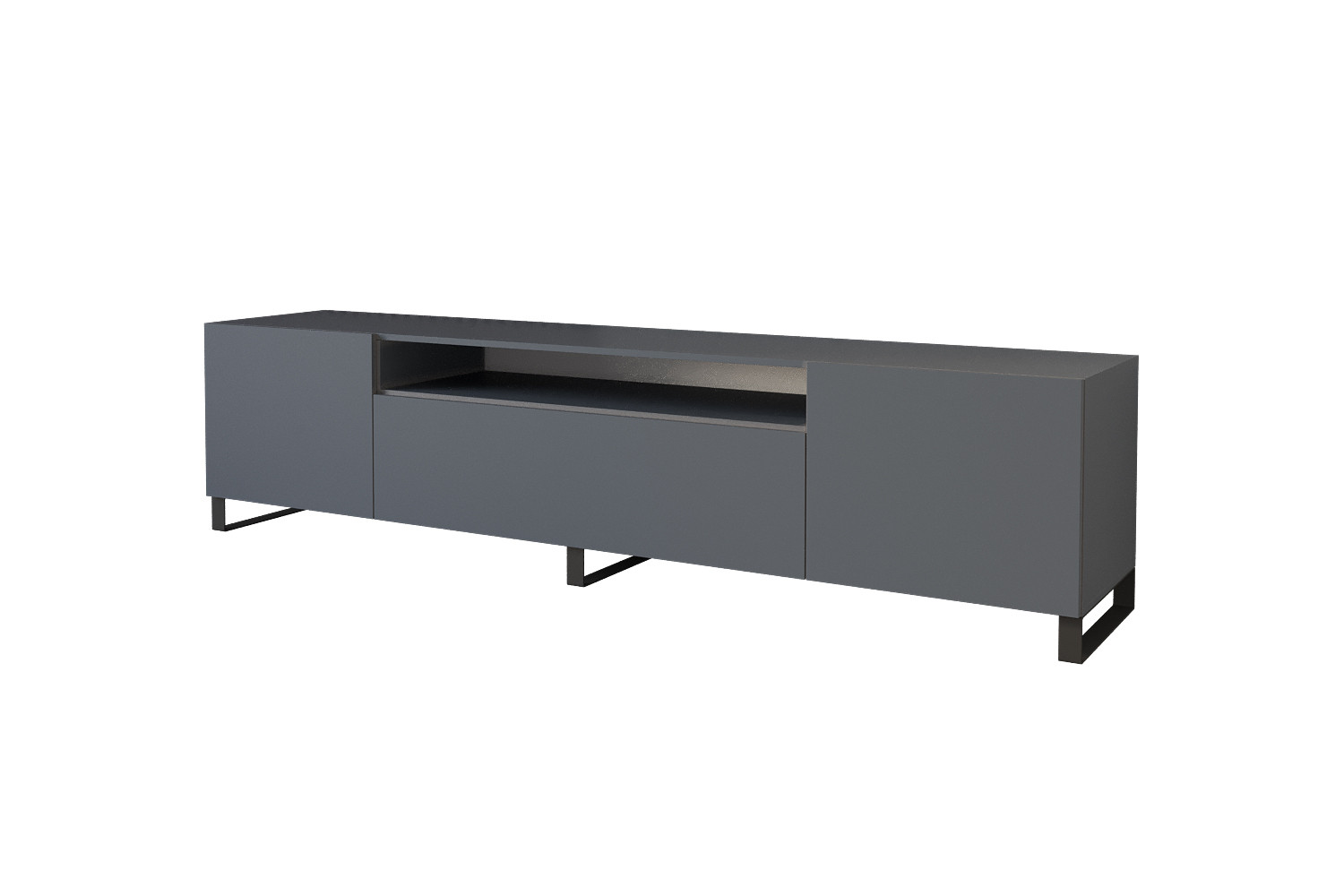 Stojąca szafka RTV system Push-to-Open ELIO-S - 200x53x41 cm - Grafitowy