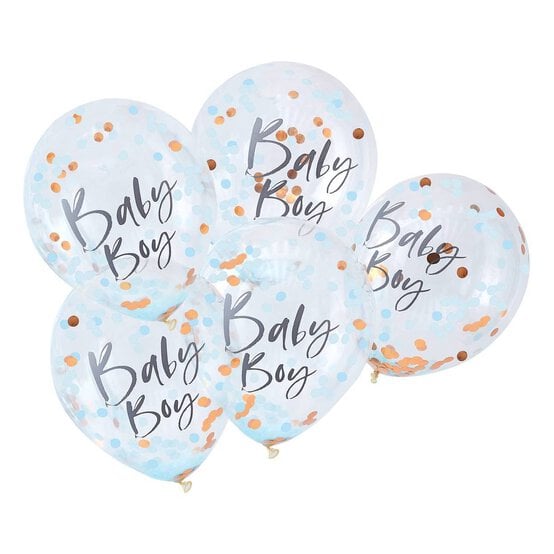 Ginger Ray Twinkle Twinkle Baby Boy Confetti Balloons 5 Pack