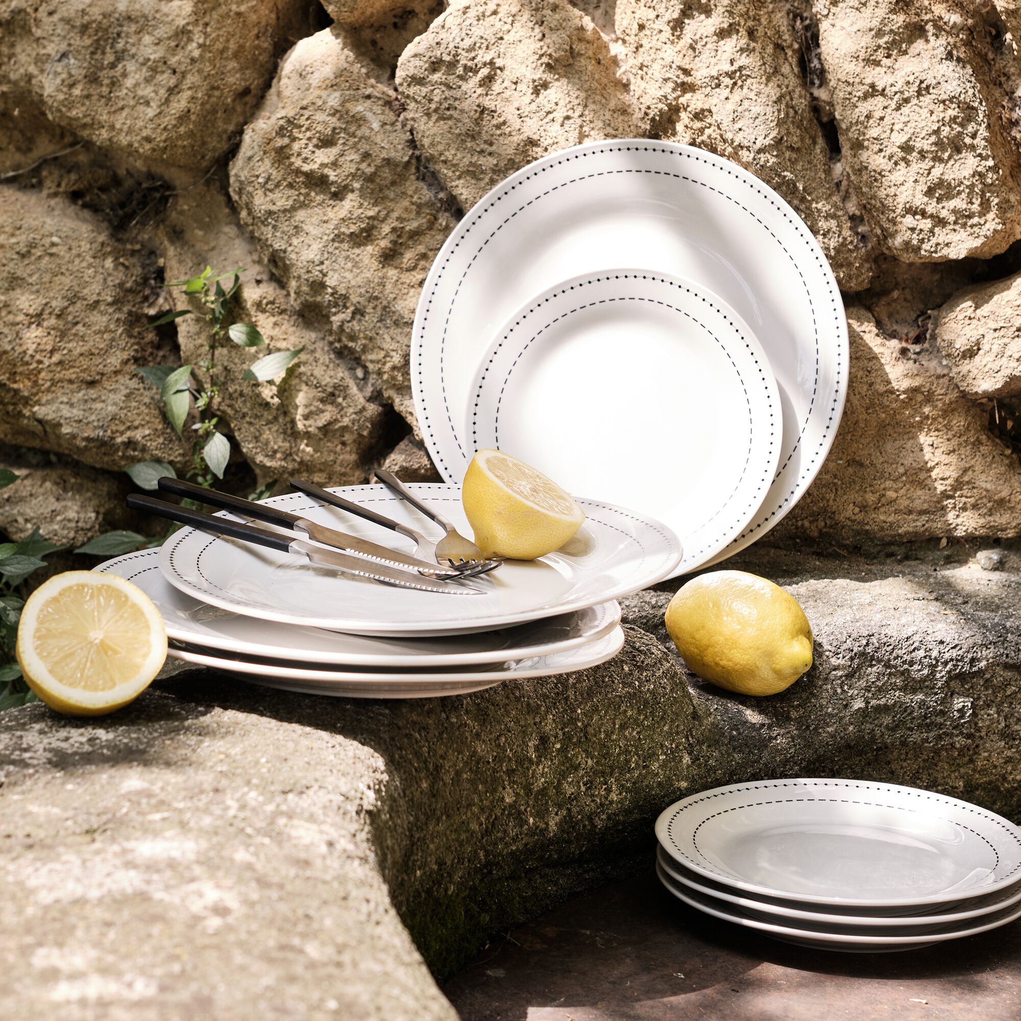 MEDINE - Service de vaisselle en porcelaine - blanc