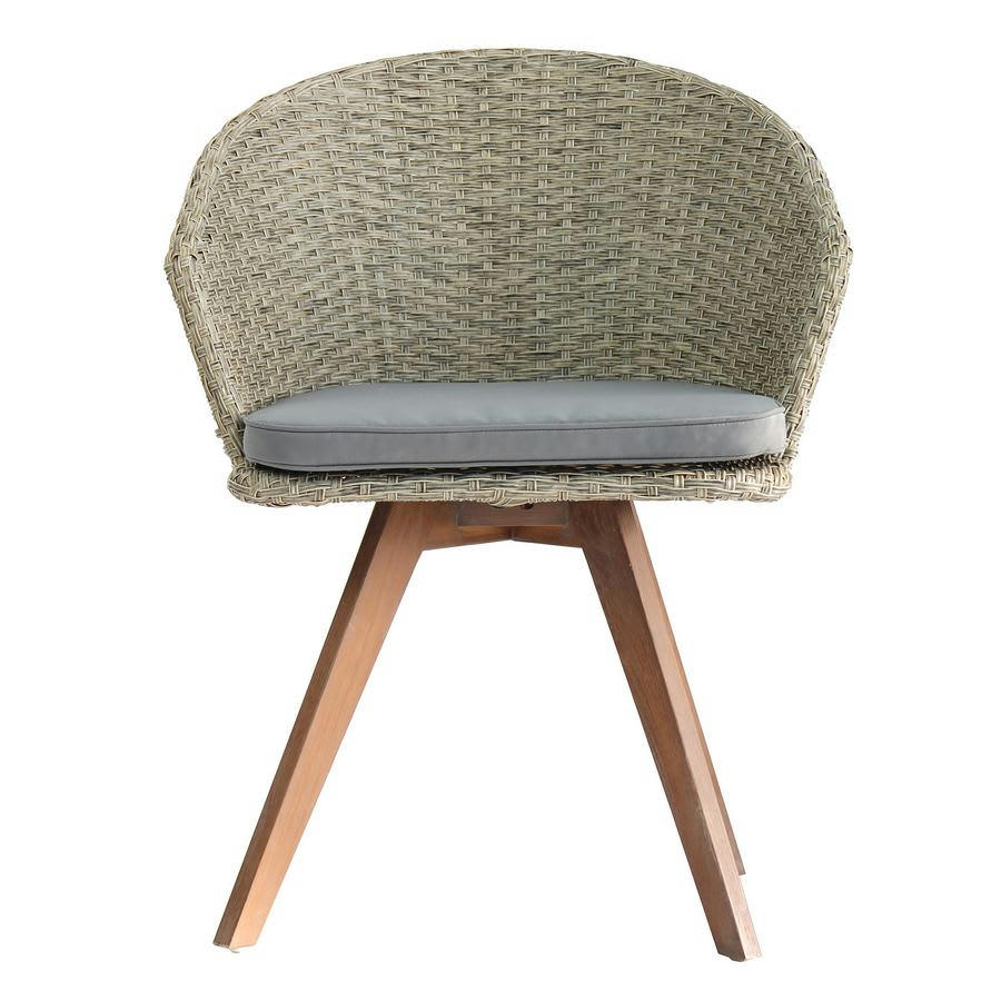 SALENTO - Fauteuil d'extérieur tressé en rotin et coussin vert.