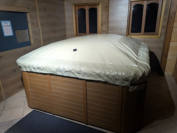 Couverture gonflable Sp'Ump pour Spa Extérieur - Spa Inférieur à 2,6m x 2,6m - Bâche Gris Clair - POOLCO