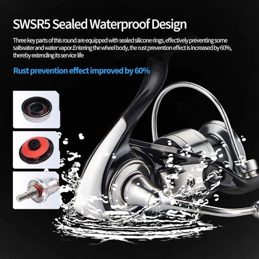 NNEOBA 7000 Series Saltwater Spinning Reel 5KG Drag Silver