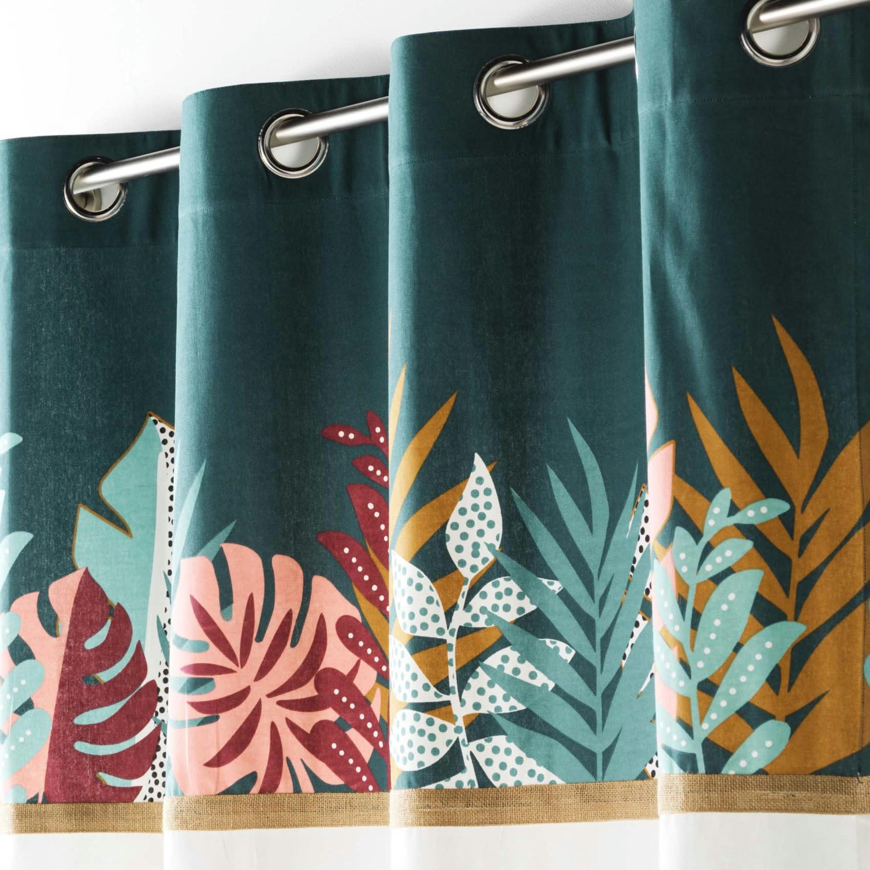 JACALA - Rideau exotique en coton et jute coton multicolore 240x140cm