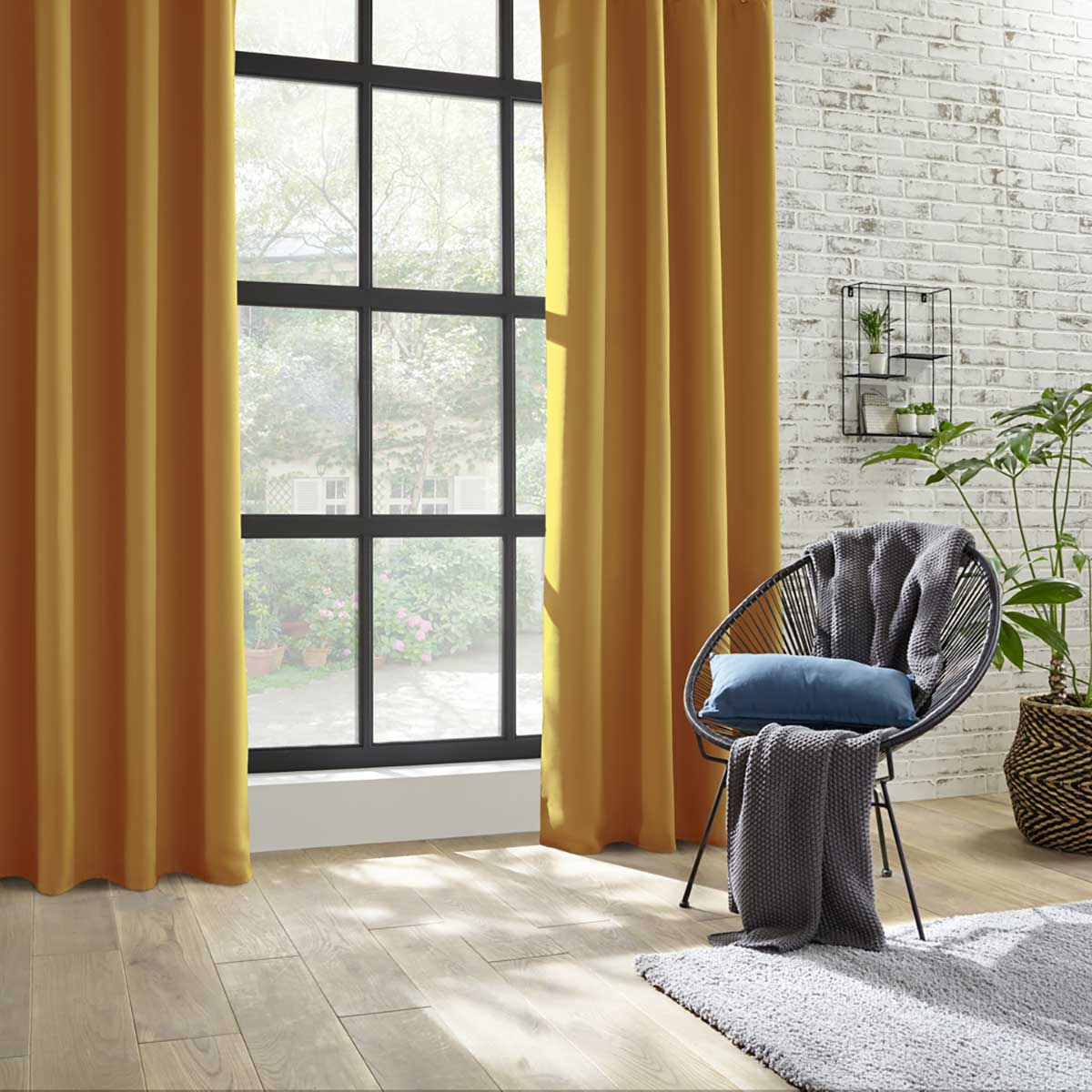 Cortina opaca ocre 140x260cm