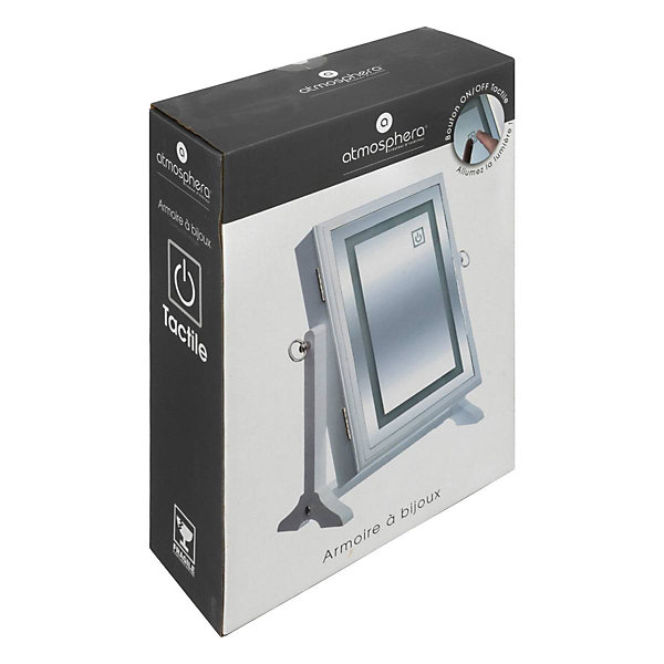 Armoire à bijoux LED - bois - blanc - 26x35 cm - Atmosphera