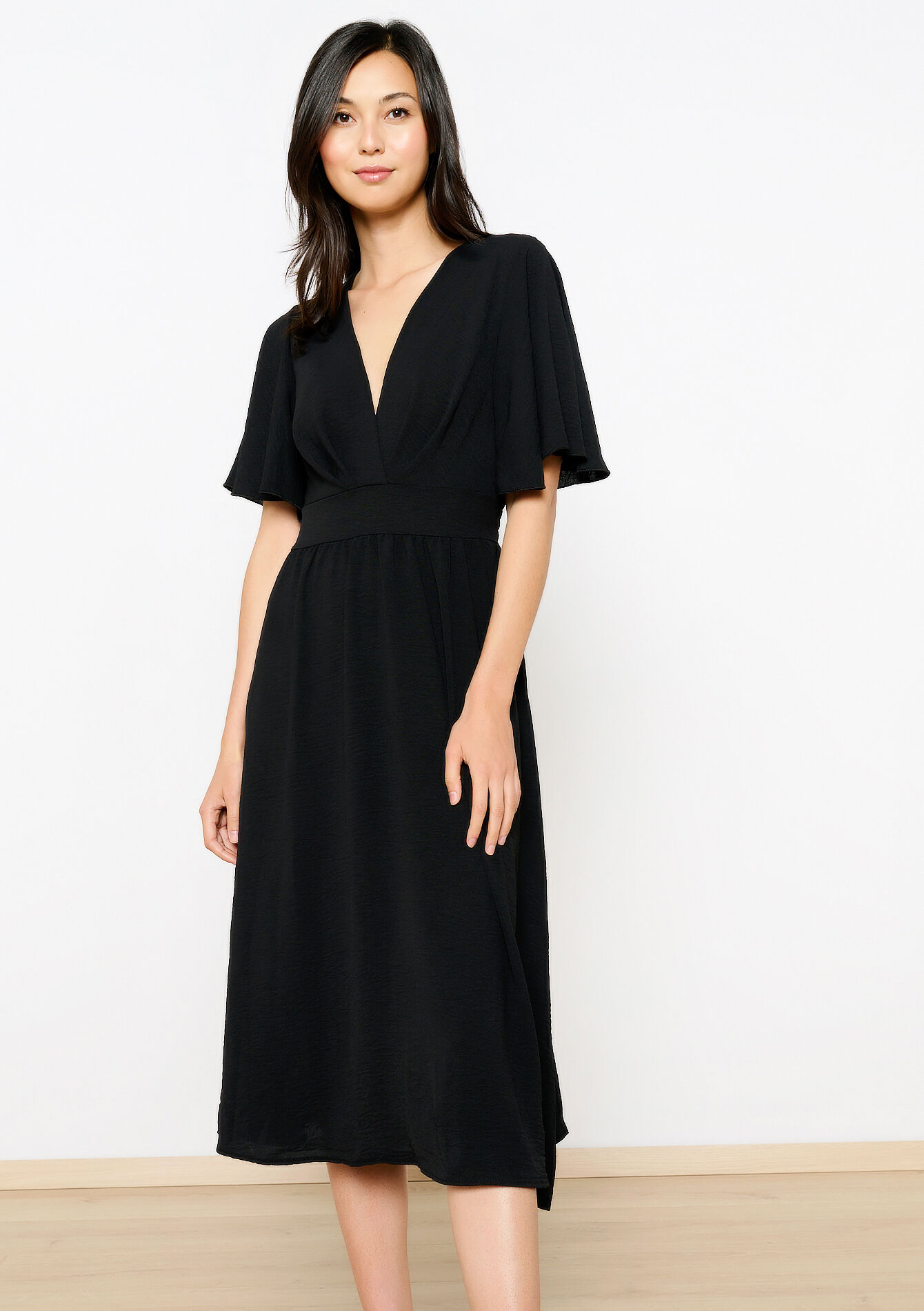 Midi-jurk met V-hals