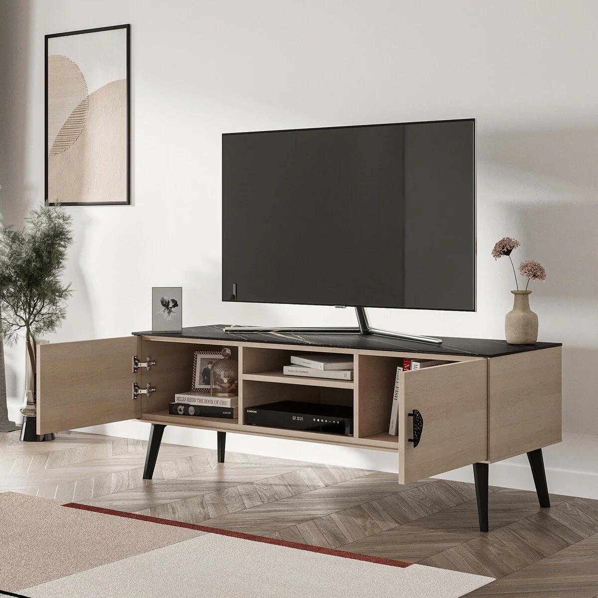 Manhattan Comfort Haley 55.10 Mid-Century Modern TV Stand
