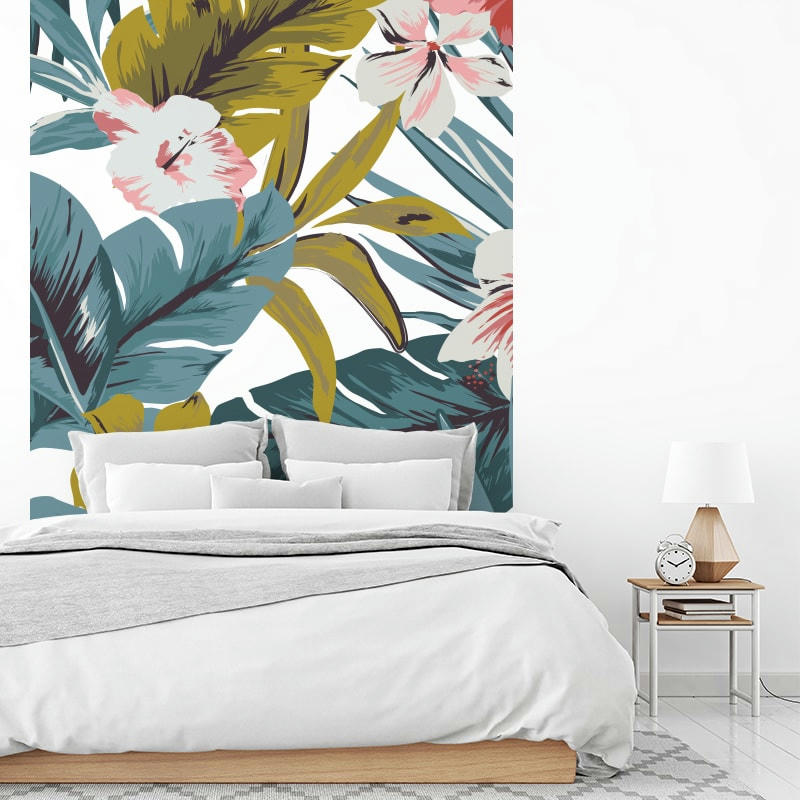 TROPISKVIT - Papier Peint Panoramique L144xH270cm Multicolore Feuillage