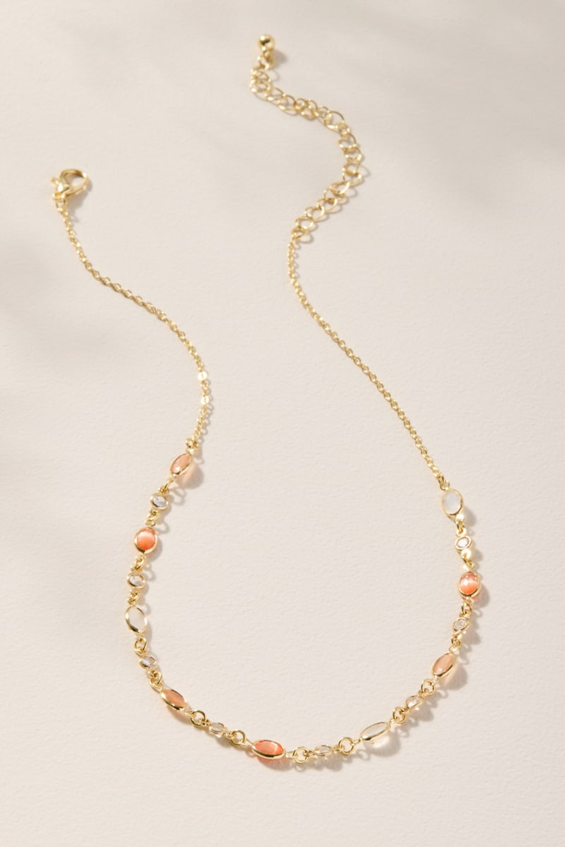 Sherry Semi Stone Bezel Necklace