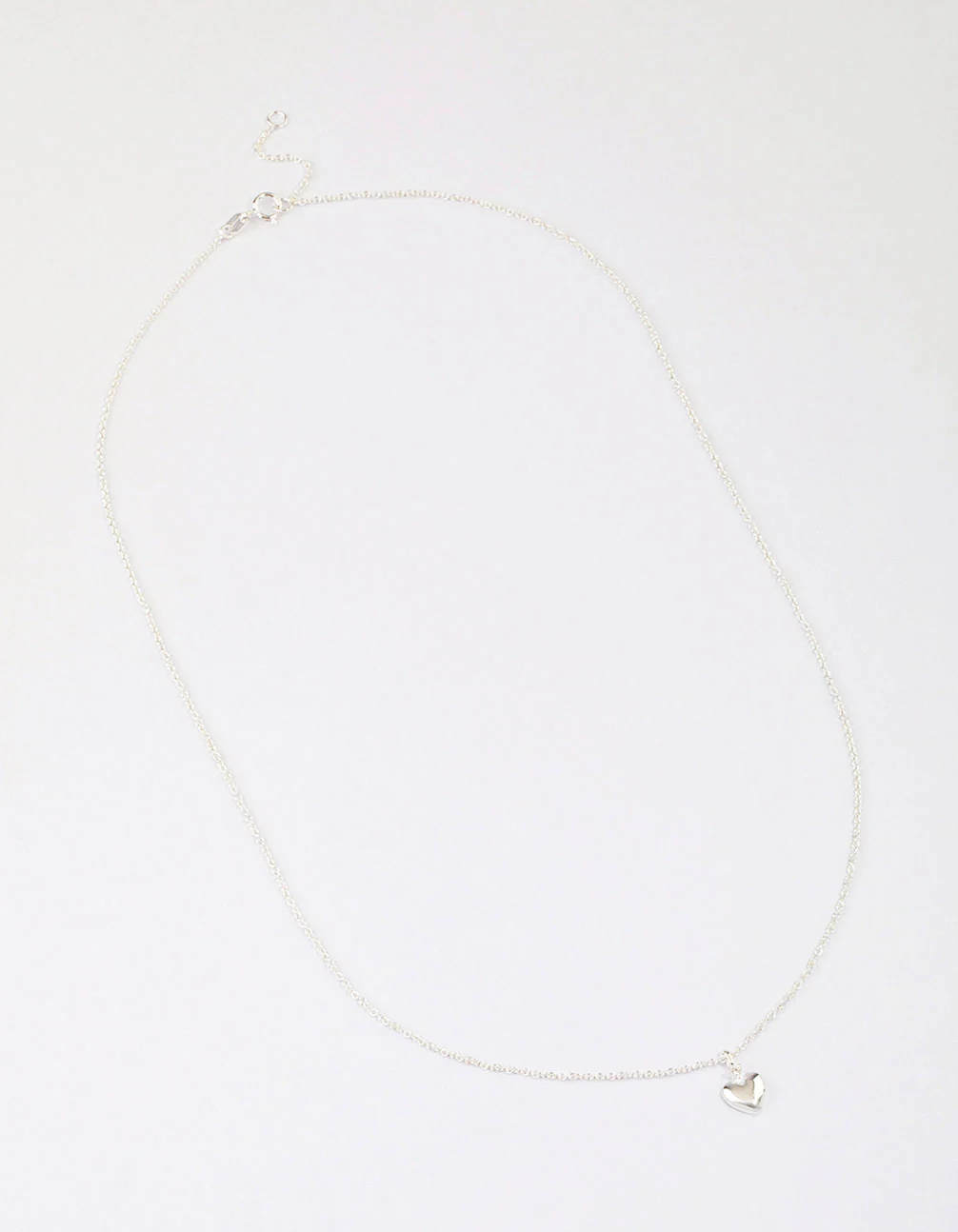 Sterling Silver Puffy Heart Pendant Necklace