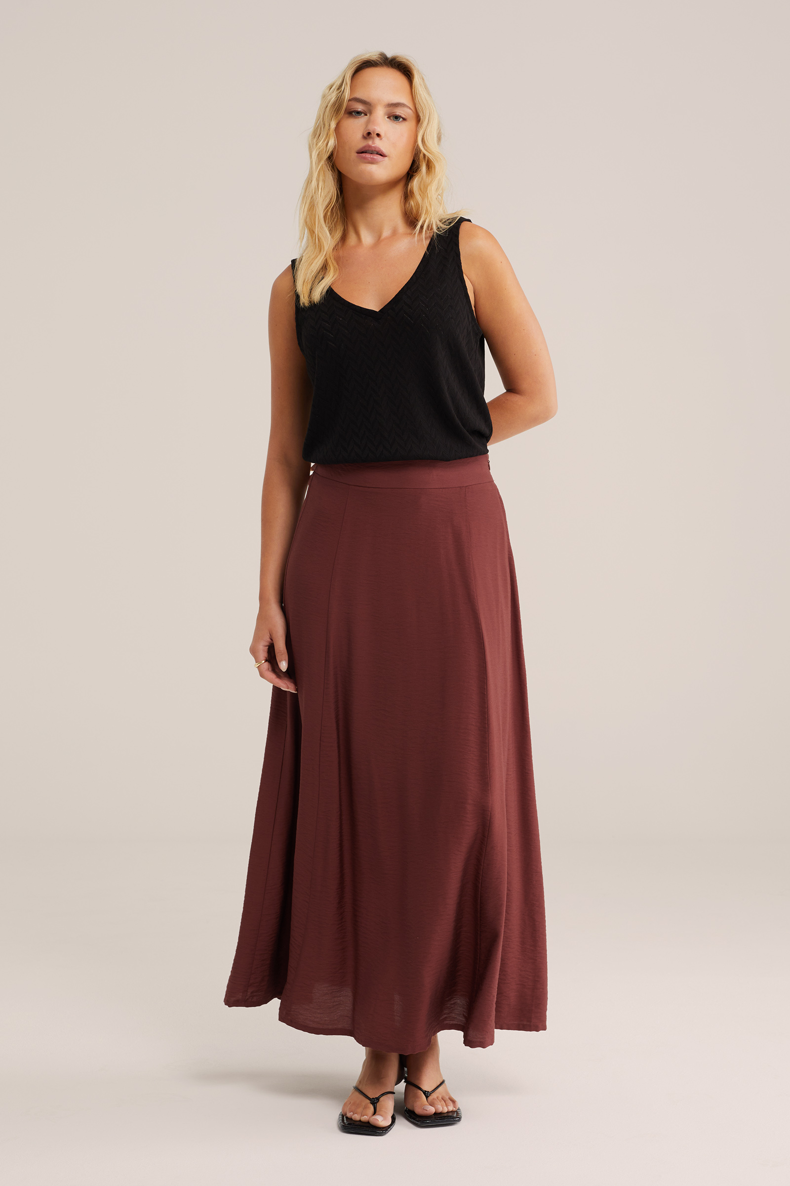 Dames jersey singlet met opengewerkt structuur